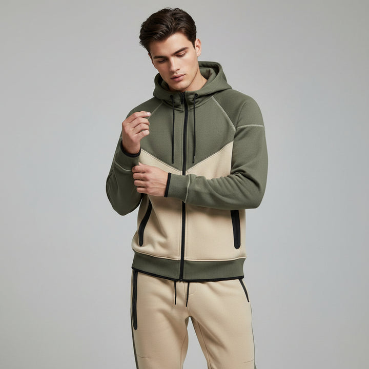 Men’s Tech Fleece Football Jersey Tracksuit Full Zip Hoodie and Joggers Set-Bon Voyage Vintage