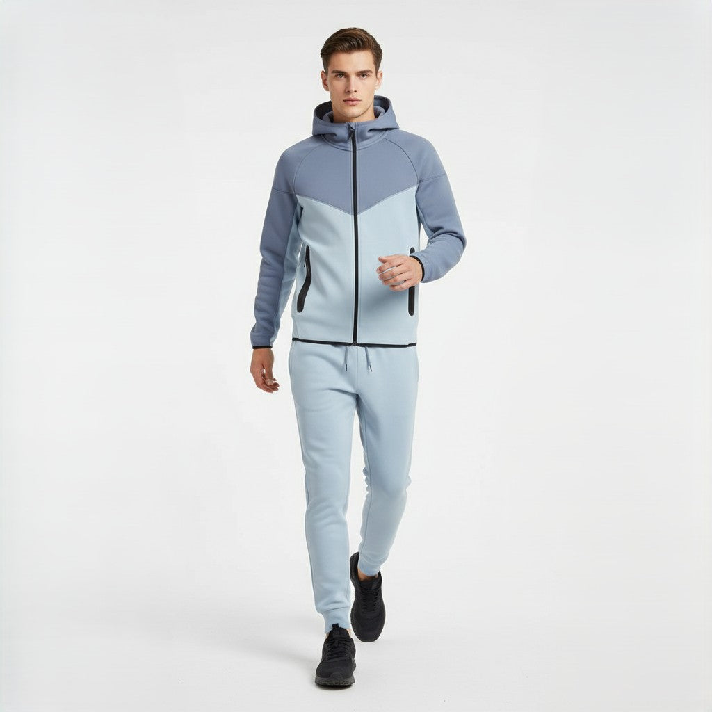 Men’s Tech Fleece Football Jersey Tracksuit Full Zip Hoodie and Joggers Set-Bon Voyage Vintage