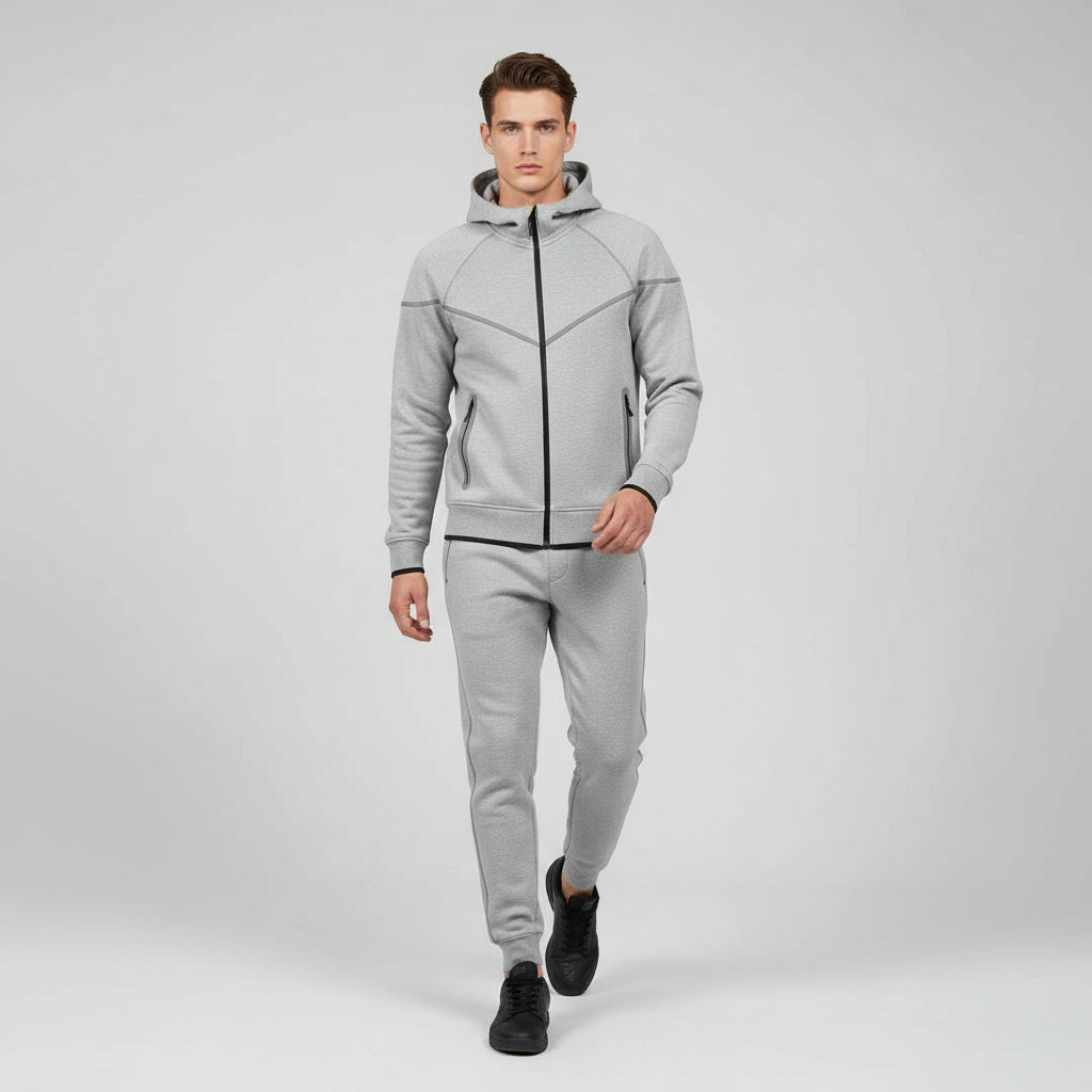Men’s Tech Fleece Football Jersey Tracksuit Full Zip Hoodie and Joggers Set-Bon Voyage Vintage