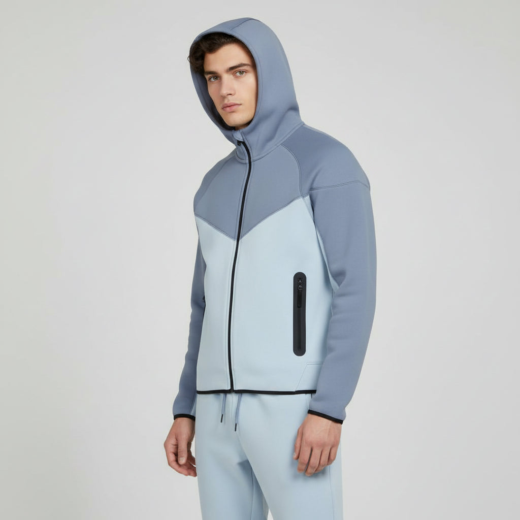 Men’s Tech Fleece Football Jersey Tracksuit Full Zip Hoodie and Joggers Set-Bon Voyage Vintage