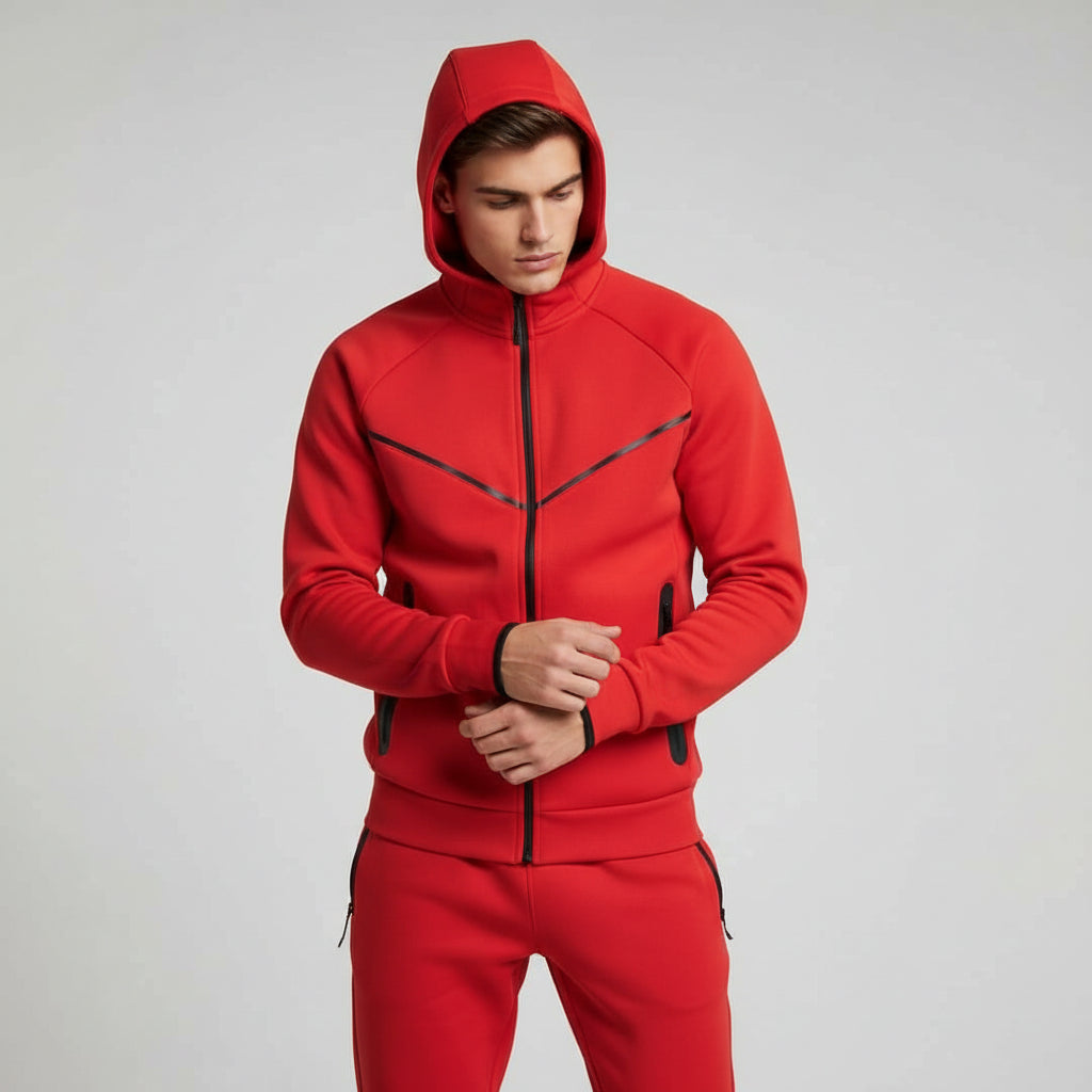 Men’s Tech Fleece Football Jersey Tracksuit Full Zip Hoodie and Joggers Set-Bon Voyage Vintage