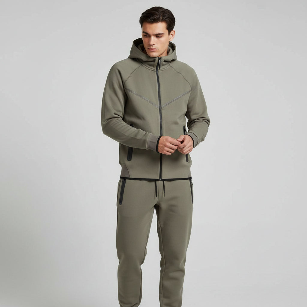 Men’s Tech Fleece Football Jersey Tracksuit Full Zip Hoodie and Joggers Set-Bon Voyage Vintage