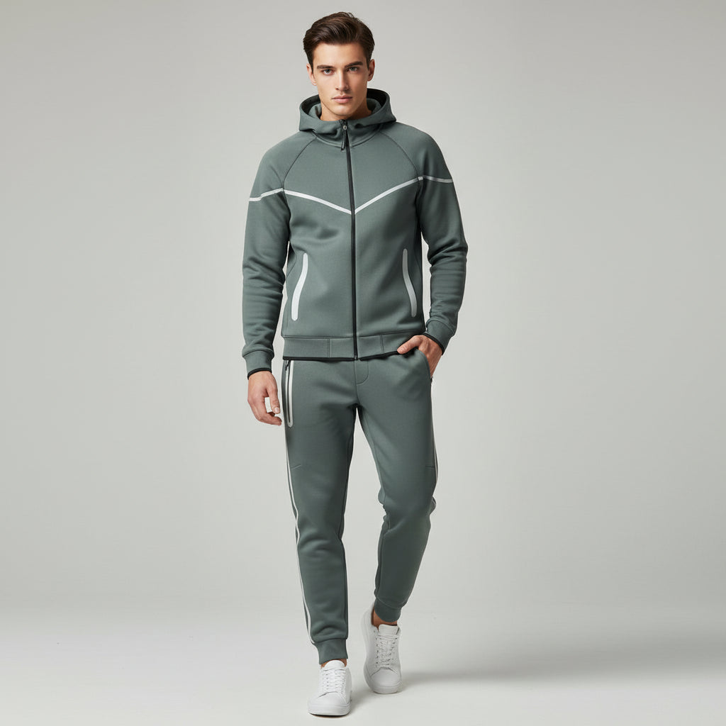 Men’s Tech Fleece Football Jersey Tracksuit Full Zip Hoodie and Joggers Set-Bon Voyage Vintage