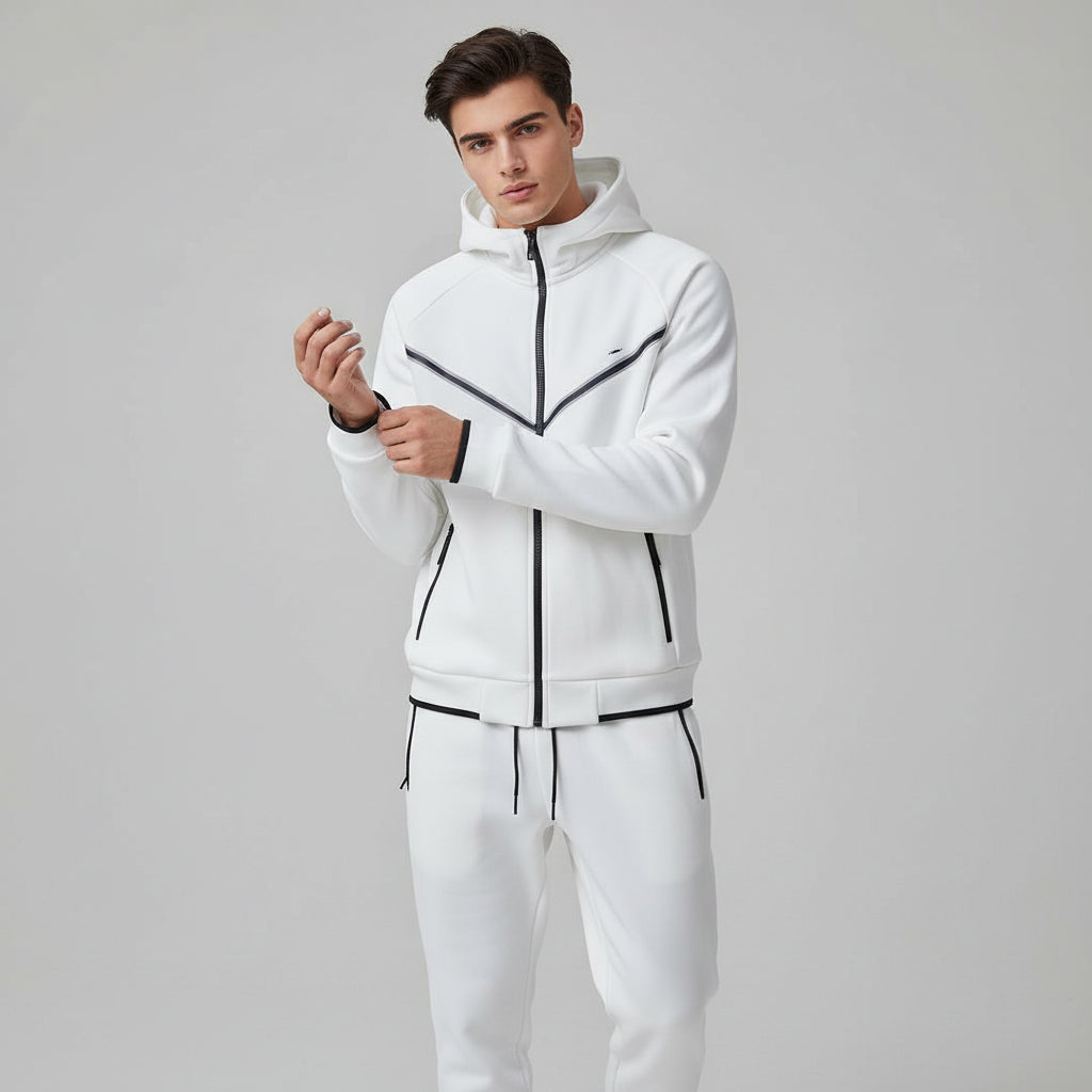 Men’s Tech Fleece Football Jersey Tracksuit Full Zip Hoodie and Joggers Set-Bon Voyage Vintage