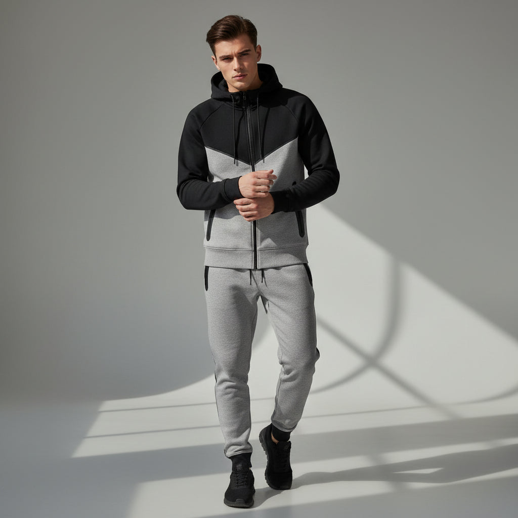 Men’s Tech Fleece Football Jersey Tracksuit Full Zip Hoodie and Joggers Set-Bon Voyage Vintage