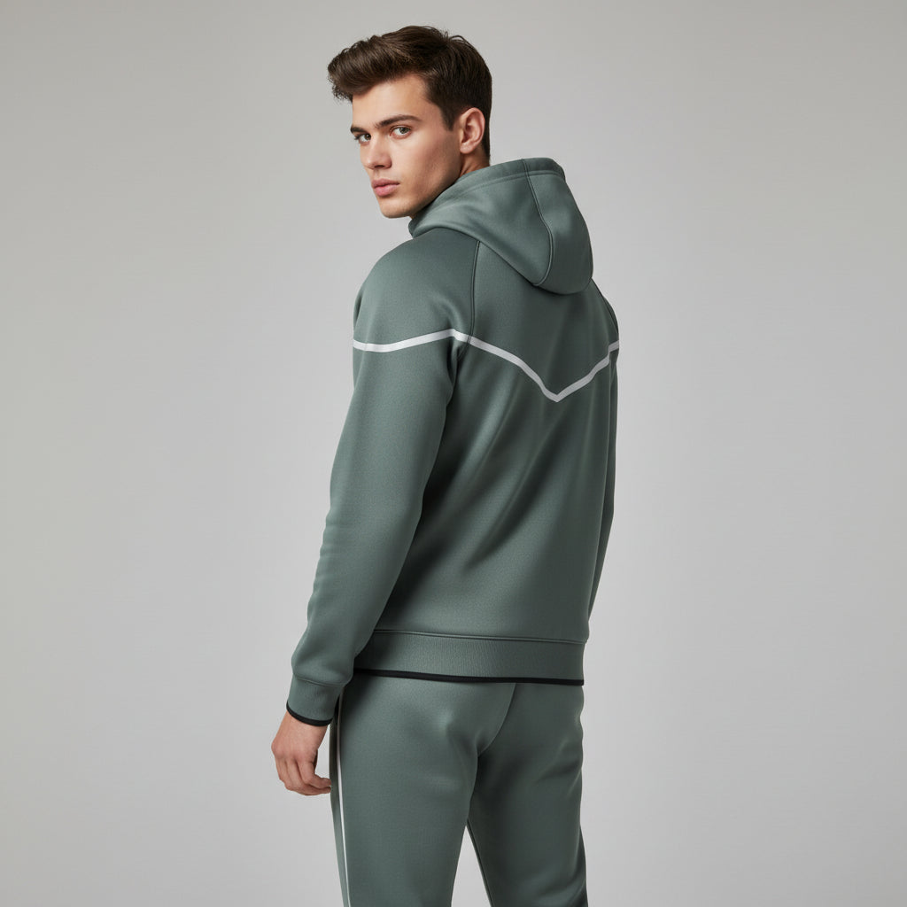 Men’s Tech Fleece Football Jersey Tracksuit Full Zip Hoodie and Joggers Set-Bon Voyage Vintage