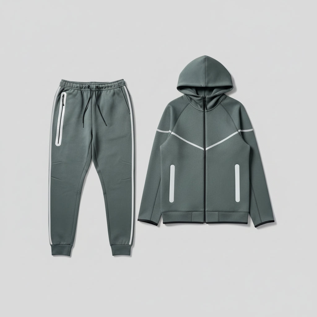 Men’s Tech Fleece Football Jersey Tracksuit Full Zip Hoodie and Joggers Set-Bon Voyage Vintage