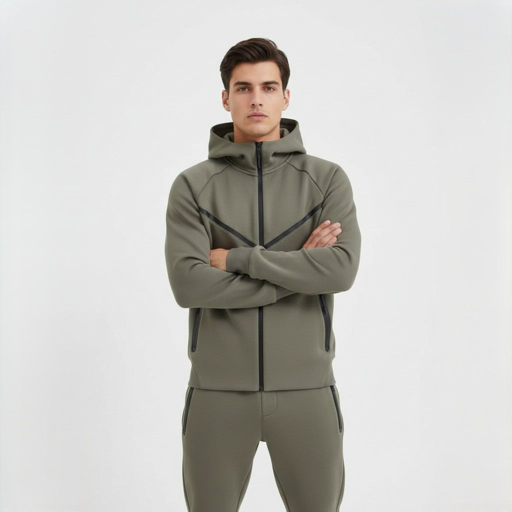 Men’s Tech Fleece Football Jersey Tracksuit Full Zip Hoodie and Joggers Set-Bon Voyage Vintage