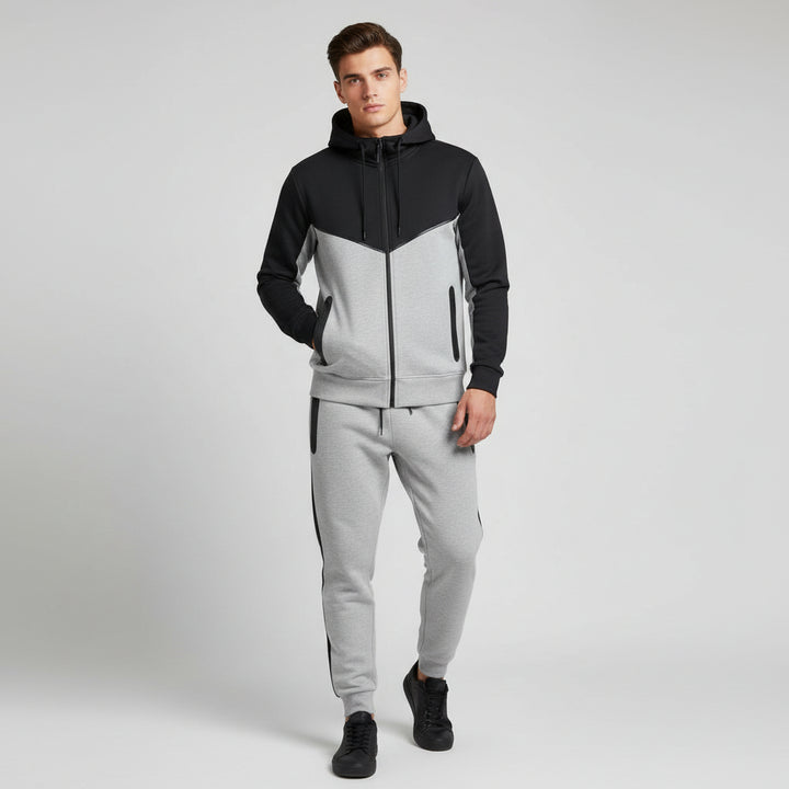 Men’s Tech Fleece Football Jersey Tracksuit Full Zip Hoodie and Joggers Set-Bon Voyage Vintage