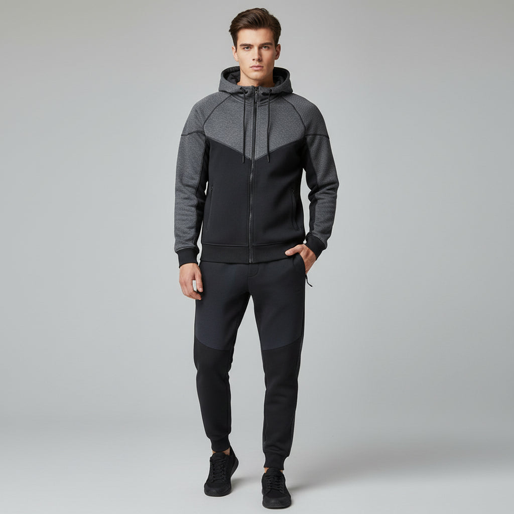 Men’s Tech Fleece Football Jersey Tracksuit Full Zip Hoodie and Joggers Set-Bon Voyage Vintage