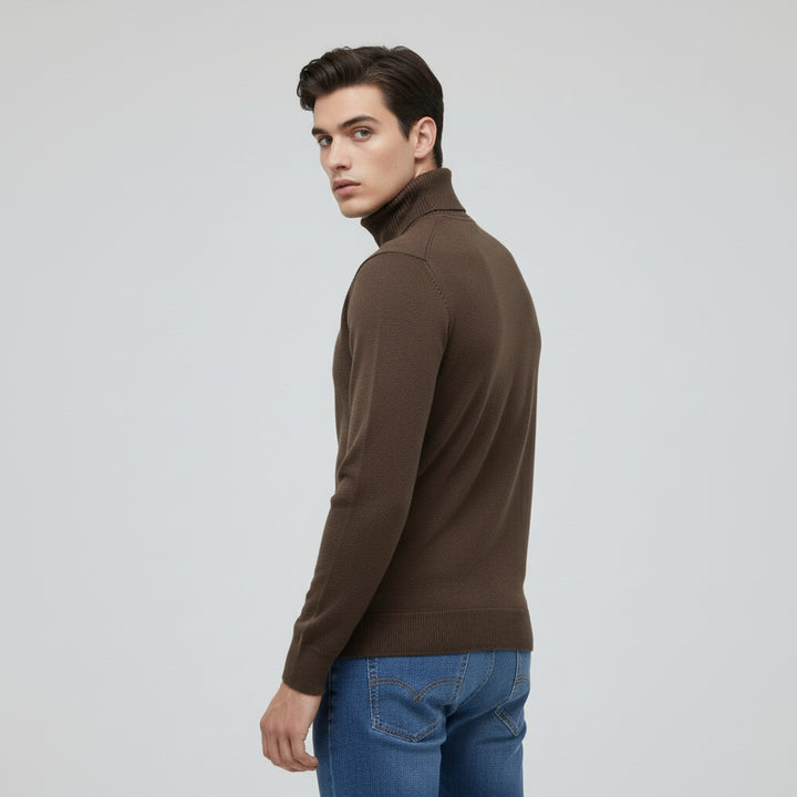 Men’s Turtleneck Pullover Sweater Long Sleeve Knitted Loose Fit Top-Bon Voyage Vintage