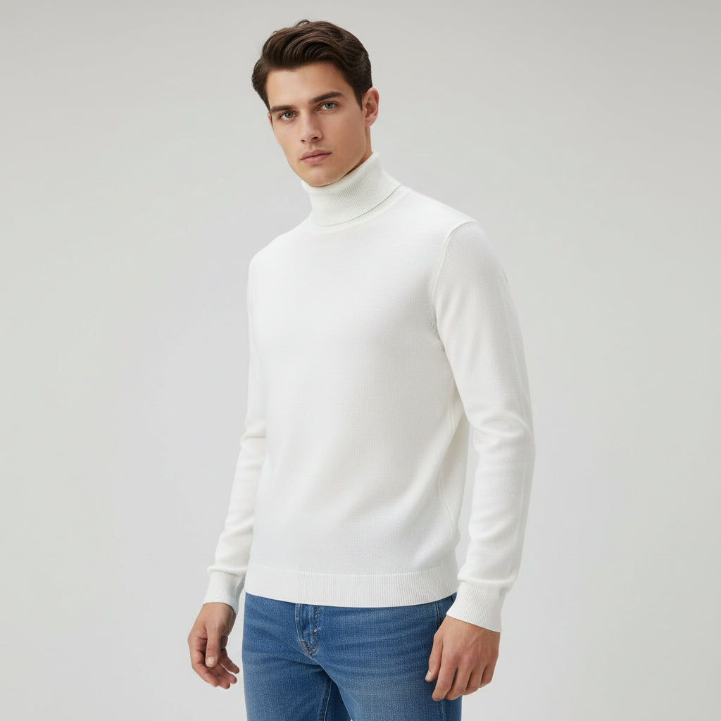 Men’s Turtleneck Pullover Sweater Long Sleeve Knitted Loose Fit Top-Bon Voyage Vintage