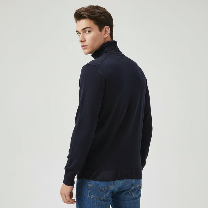 Men’s Turtleneck Pullover Sweater Long Sleeve Knitted Loose Fit Top-Bon Voyage Vintage