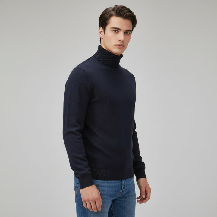Men’s Turtleneck Pullover Sweater Long Sleeve Knitted Loose Fit Top-Bon Voyage Vintage