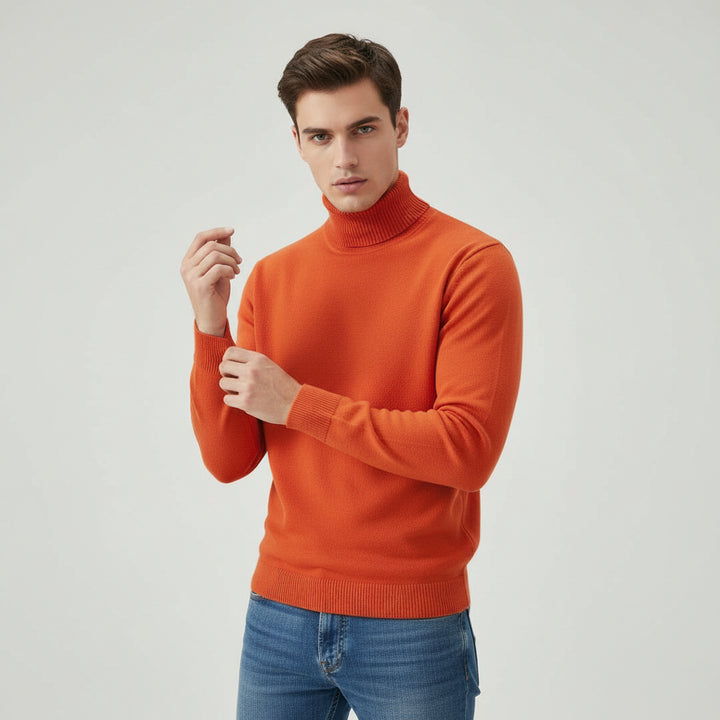 Men’s Turtleneck Pullover Sweater Long Sleeve Knitted Loose Fit Top-Bon Voyage Vintage