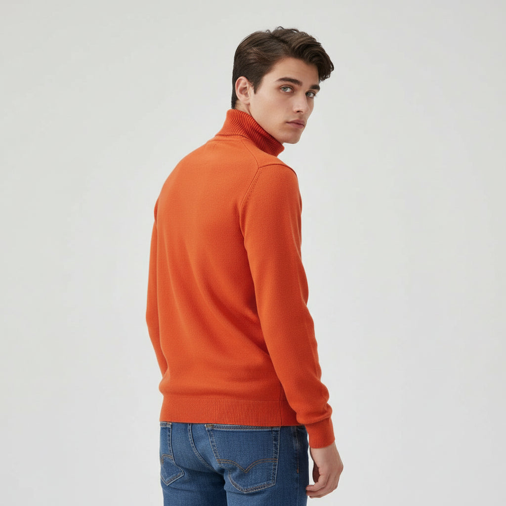Men’s Turtleneck Pullover Sweater Long Sleeve Knitted Loose Fit Top-Bon Voyage Vintage