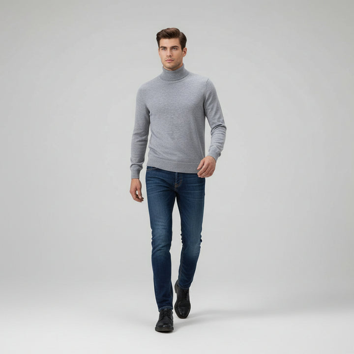 Men’s Turtleneck Pullover Sweater Long Sleeve Knitted Loose Fit Top-Bon Voyage Vintage