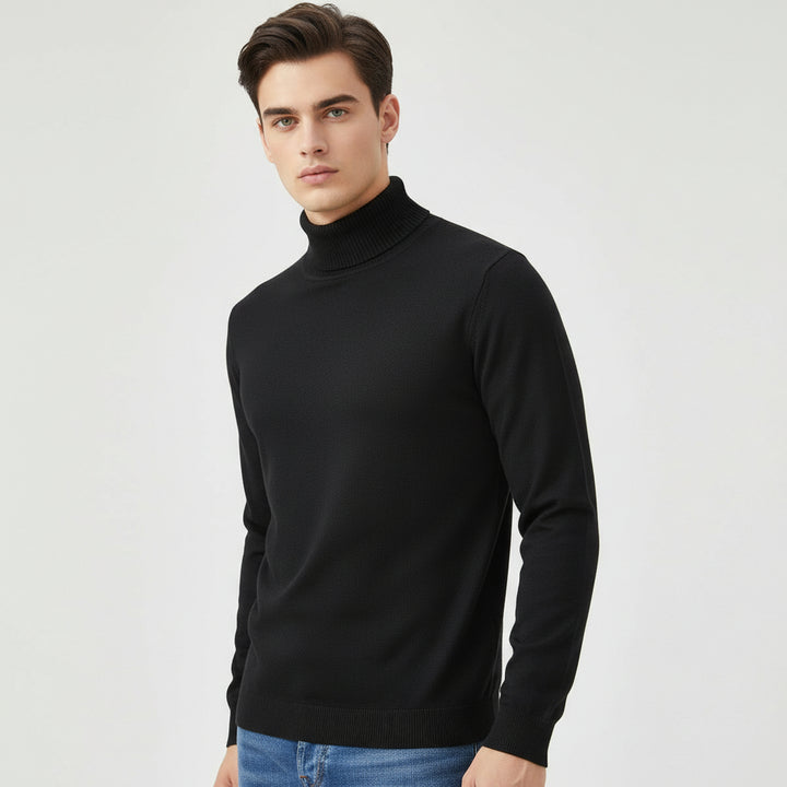 Men’s Turtleneck Pullover Sweater Long Sleeve Knitted Loose Fit Top-Bon Voyage Vintage