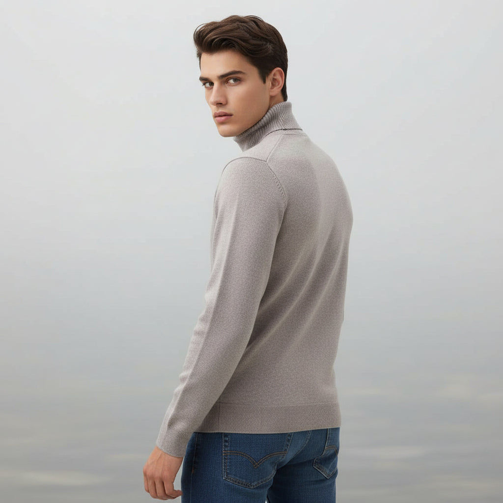 Men’s Turtleneck Pullover Sweater Long Sleeve Knitted Loose Fit Top-Bon Voyage Vintage