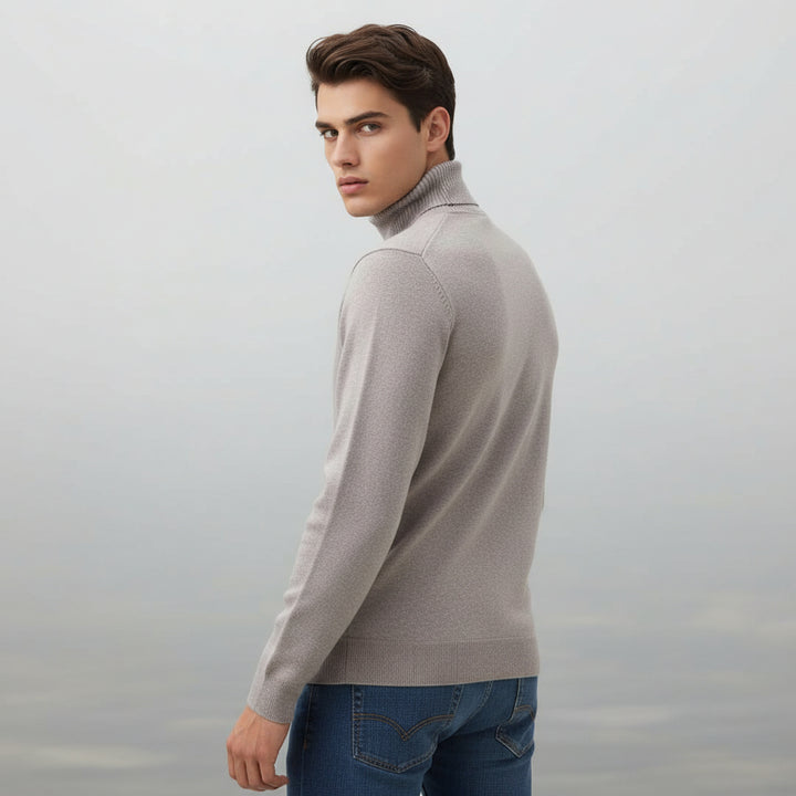 Men’s Turtleneck Pullover Sweater Long Sleeve Knitted Loose Fit Top-Bon Voyage Vintage