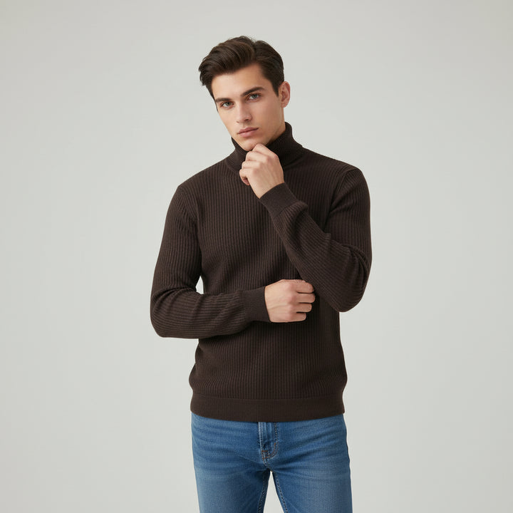 Men’s Turtleneck Pullover Sweater Long Sleeve Knitted Loose Fit Top-Bon Voyage Vintage