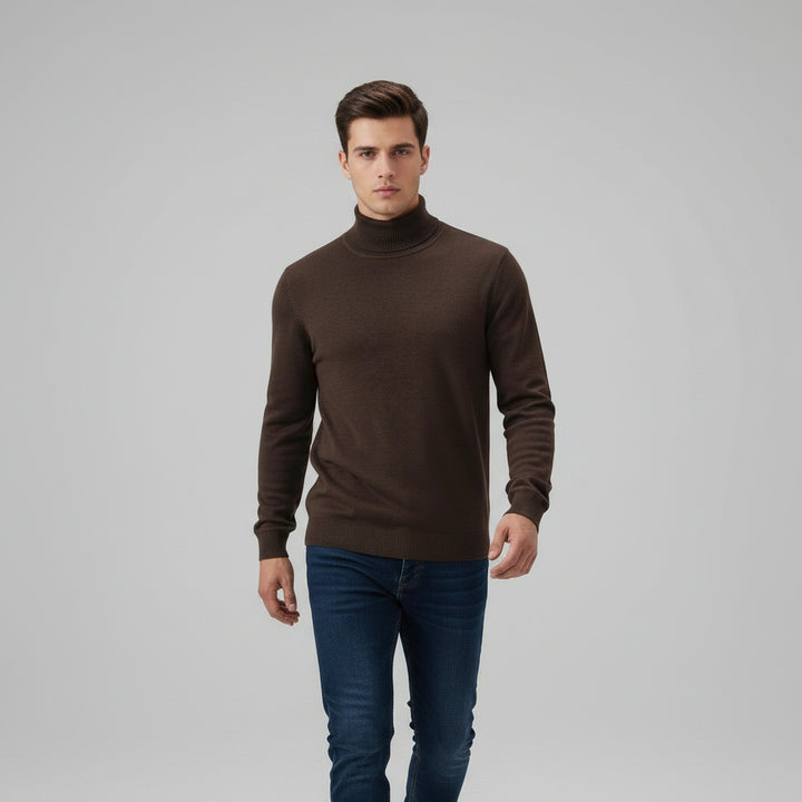 Men’s Turtleneck Pullover Sweater Long Sleeve Knitted Loose Fit Top-Bon Voyage Vintage