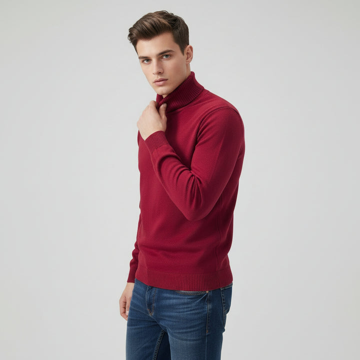 Men’s Turtleneck Pullover Sweater Long Sleeve Knitted Loose Fit Top-Bon Voyage Vintage