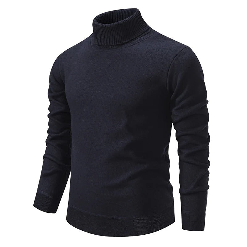 Men’s Turtleneck Pullover Sweater Long Sleeve Knitted Loose Fit Top-Bon Voyage Vintage