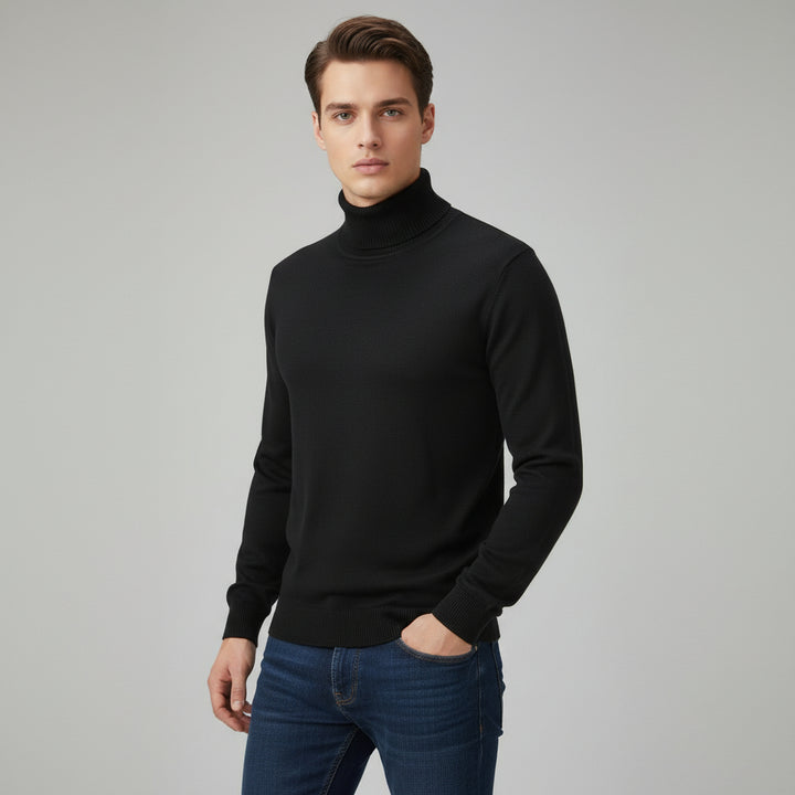 Men’s Turtleneck Pullover Sweater Long Sleeve Knitted Loose Fit Top-Bon Voyage Vintage