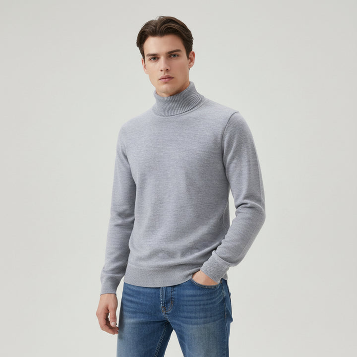 Men’s Turtleneck Pullover Sweater Long Sleeve Knitted Loose Fit Top-Bon Voyage Vintage