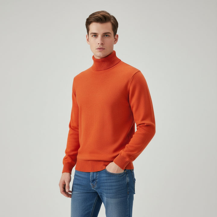 Men’s Turtleneck Pullover Sweater Long Sleeve Knitted Loose Fit Top-Bon Voyage Vintage