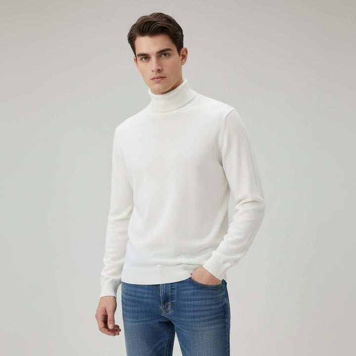 Men’s Turtleneck Pullover Sweater Long Sleeve Knitted Loose Fit Top-Bon Voyage Vintage