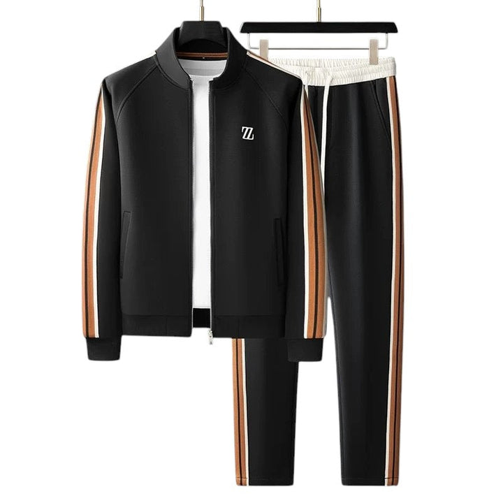 Men’s Two-Piece Athletic Tracksuit Stretch Zip-Up Jogger Set-Bon Voyage Vintage
