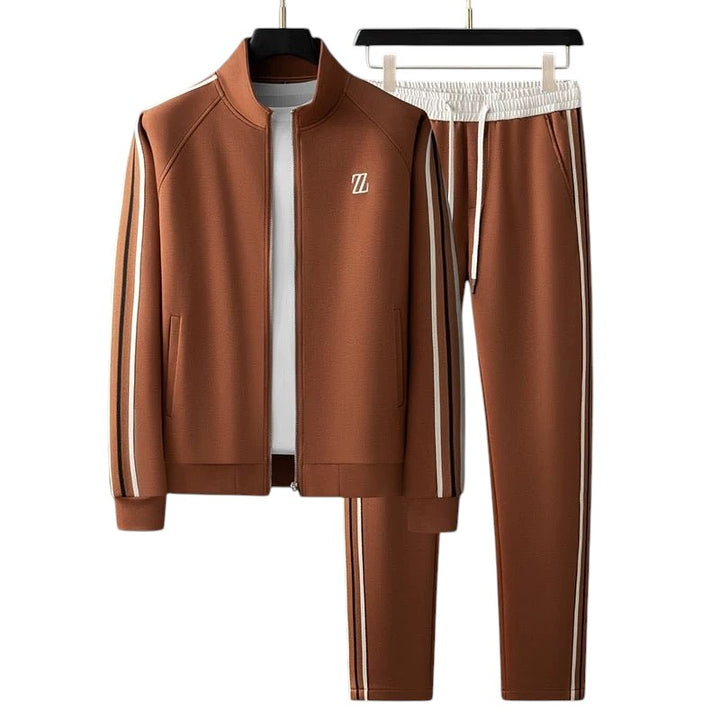 Men’s Two-Piece Athletic Tracksuit Stretch Zip-Up Jogger Set-Bon Voyage Vintage