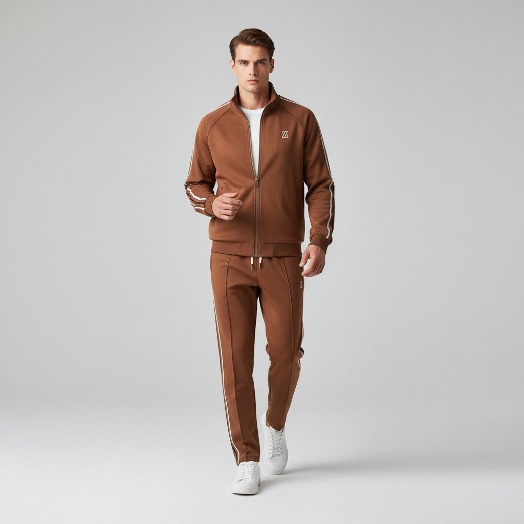 Men’s Two-Piece Athletic Tracksuit Stretch Zip-Up Jogger Set-Bon Voyage Vintage