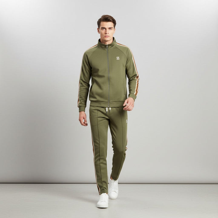 Men’s Two-Piece Athletic Tracksuit Stretch Zip-Up Jogger Set-Bon Voyage Vintage