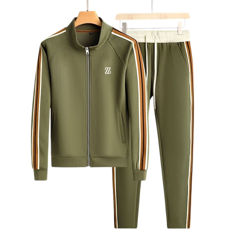 Men’s Two-Piece Athletic Tracksuit Stretch Zip-Up Jogger Set-Bon Voyage Vintage