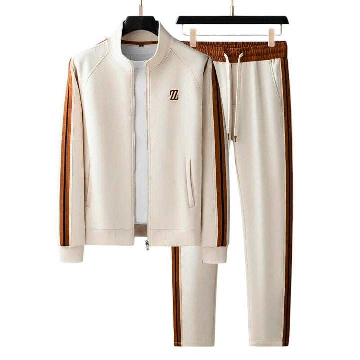 Men’s Two-Piece Athletic Tracksuit Stretch Zip-Up Jogger Set-Bon Voyage Vintage