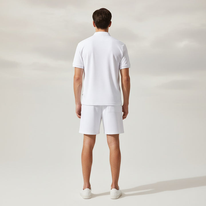 Men’s Waffle Knit Polo Shirt and Shorts Set-Bon Voyage Vintage