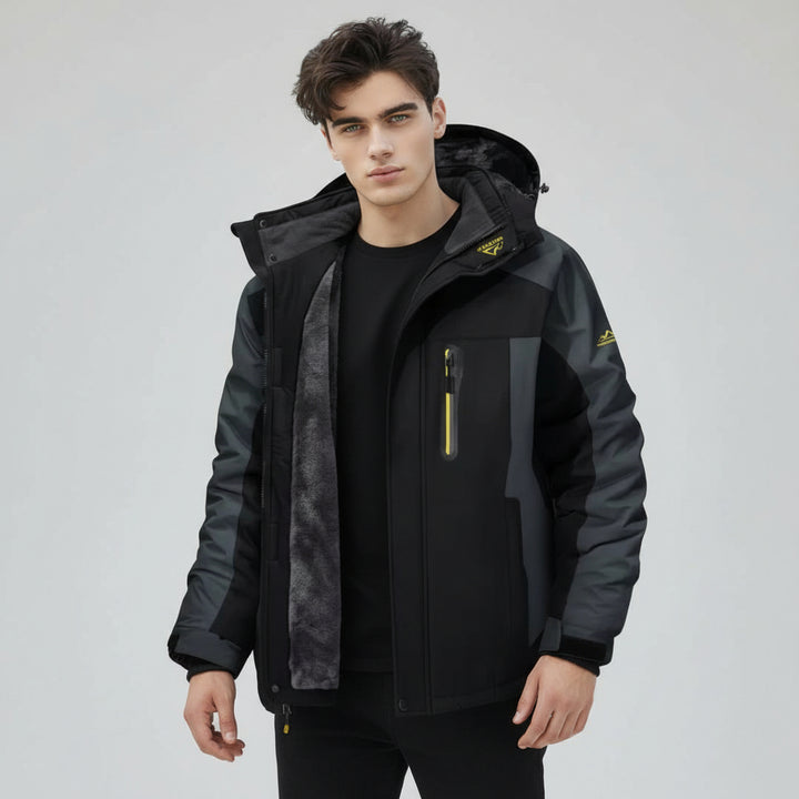 Men’s Winter Hooded Jacket – Windproof Fleece Parka for Cold Weather-Bon Voyage Vintage