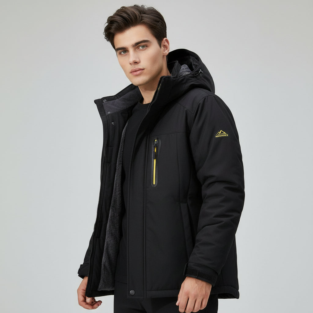 Men’s Winter Hooded Jacket – Windproof Fleece Parka for Cold Weather-Bon Voyage Vintage