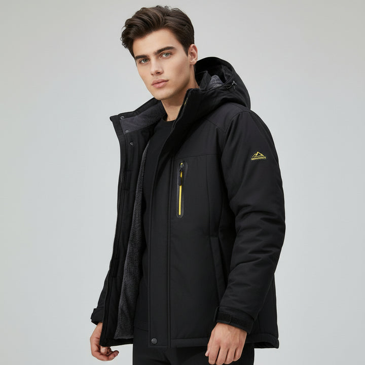 Men’s Winter Hooded Jacket – Windproof Fleece Parka for Cold Weather-Bon Voyage Vintage