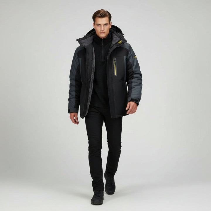 Men’s Winter Hooded Jacket – Windproof Fleece Parka for Cold Weather-Bon Voyage Vintage