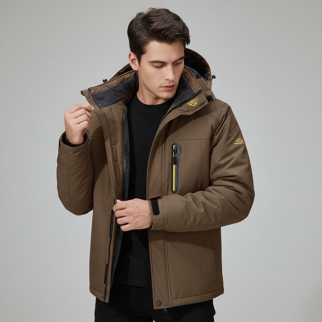 Men’s Winter Hooded Jacket – Windproof Fleece Parka for Cold Weather-Bon Voyage Vintage