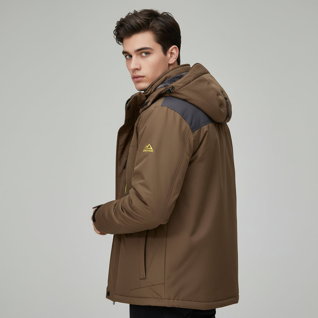 Men’s Winter Hooded Jacket – Windproof Fleece Parka for Cold Weather-Bon Voyage Vintage