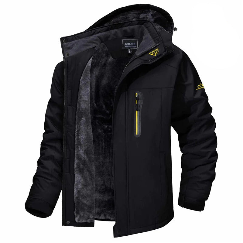 Men’s Winter Hooded Jacket – Windproof Fleece Parka for Cold Weather-Bon Voyage Vintage