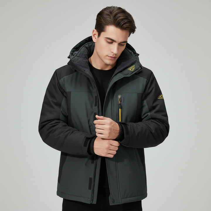 Men’s Winter Hooded Jacket – Windproof Fleece Parka for Cold Weather-Bon Voyage Vintage