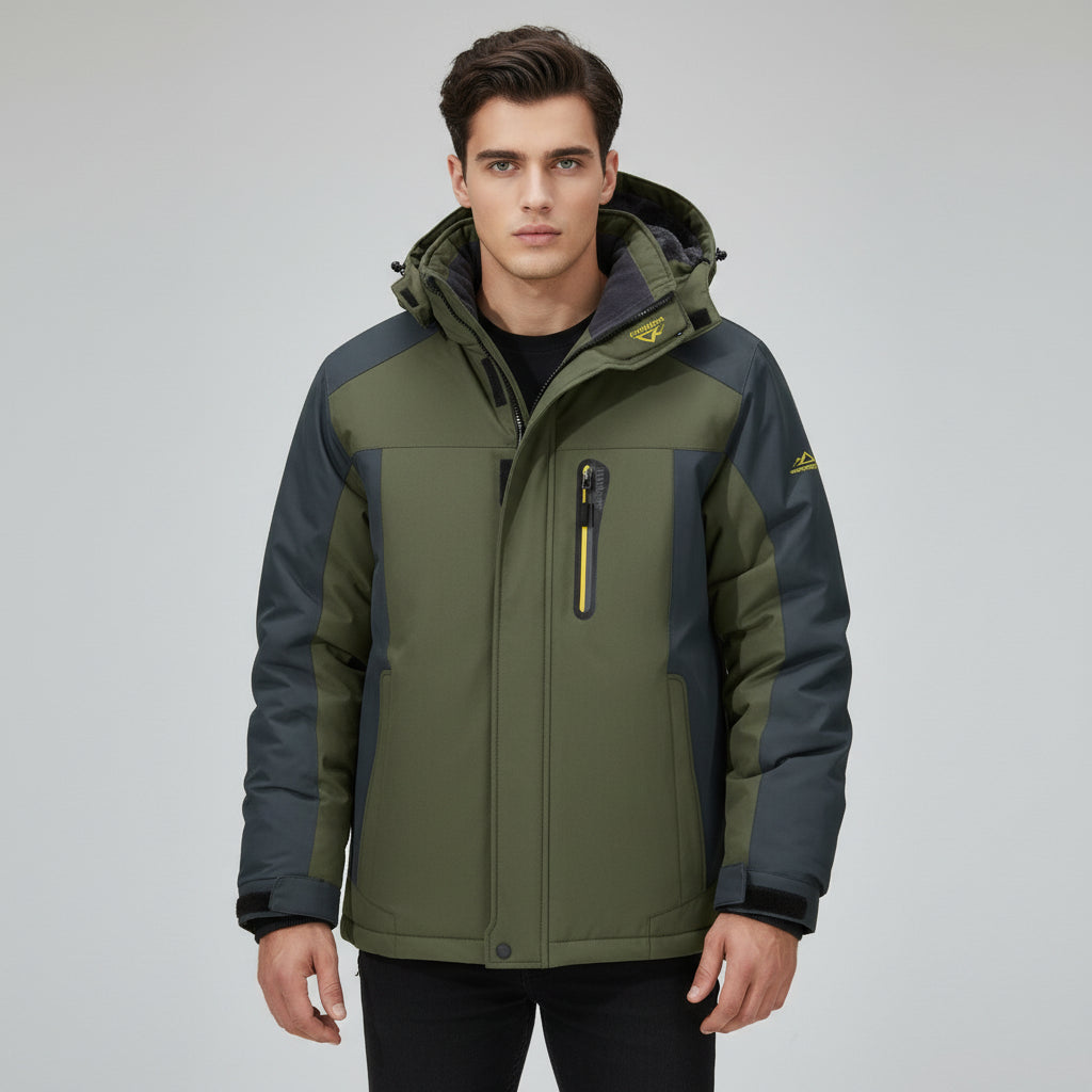Men’s Winter Hooded Jacket – Windproof Fleece Parka for Cold Weather-Bon Voyage Vintage
