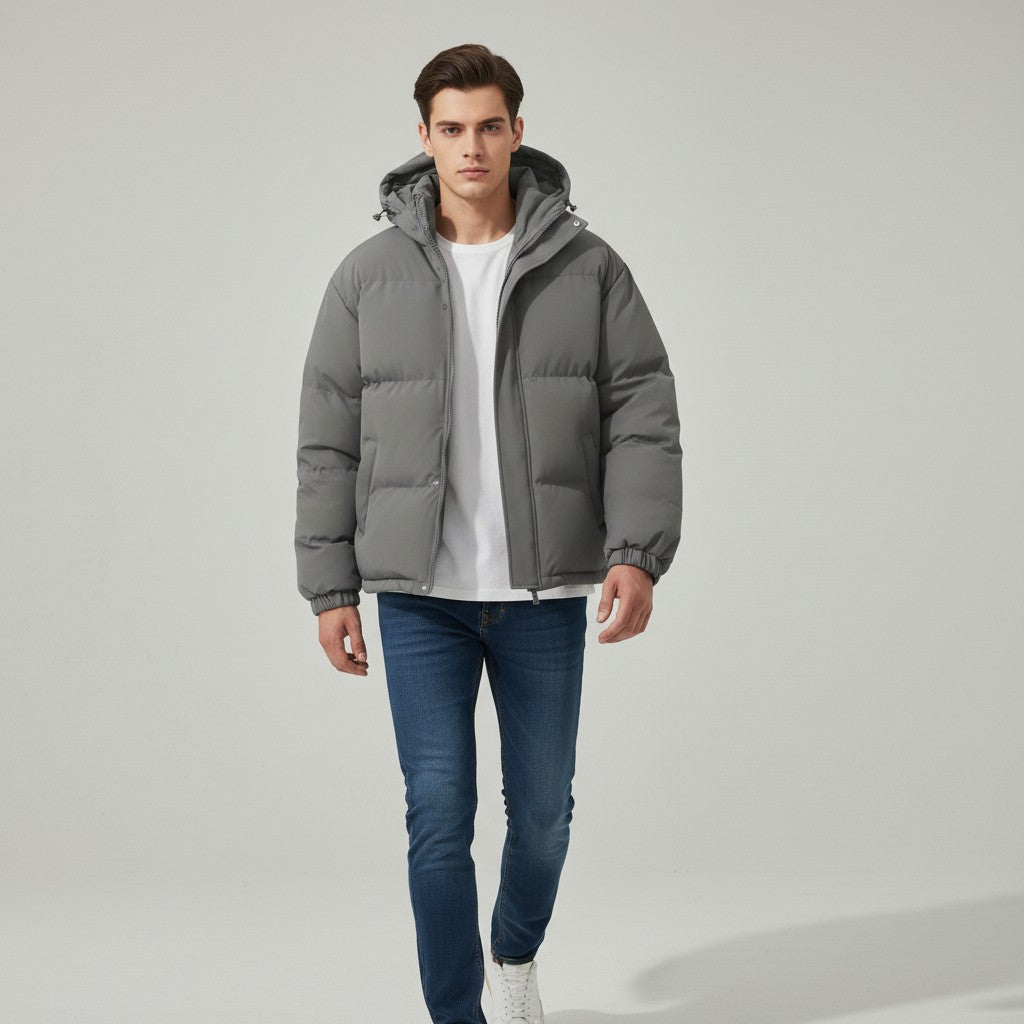 Men’s Winter Lightweight Down Jacket with Hood-Bon Voyage Vintage