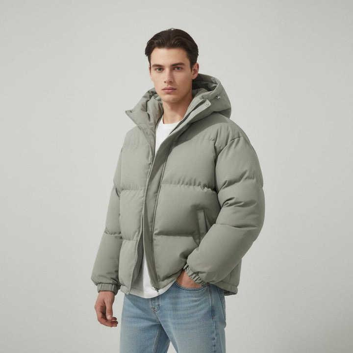 Men’s Winter Lightweight Down Jacket with Hood-Bon Voyage Vintage